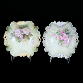 (2) Square Bowls, Marked R.S. Prussia, Identical Unique Molds