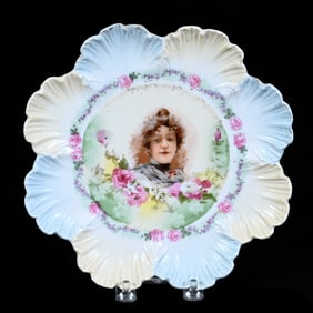 Plate, Unmarked R.S. Prussia, Scalloped Mold, Flossie Decor