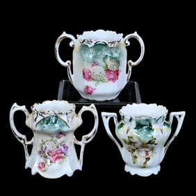 (3) Toothpick Holders, Two Handled, Marked R.S. Prussia
