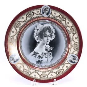Plate, Marked Czechoslovakia, Black and White Portrait Of Young Woman