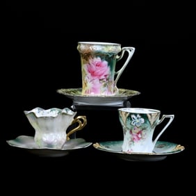 (3) Cups and Saucers, Unmarked R.S. Prussia