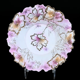 Bowl, Unmarked R.S. Prussia, Carnation Mold, Gold Trim Highlights