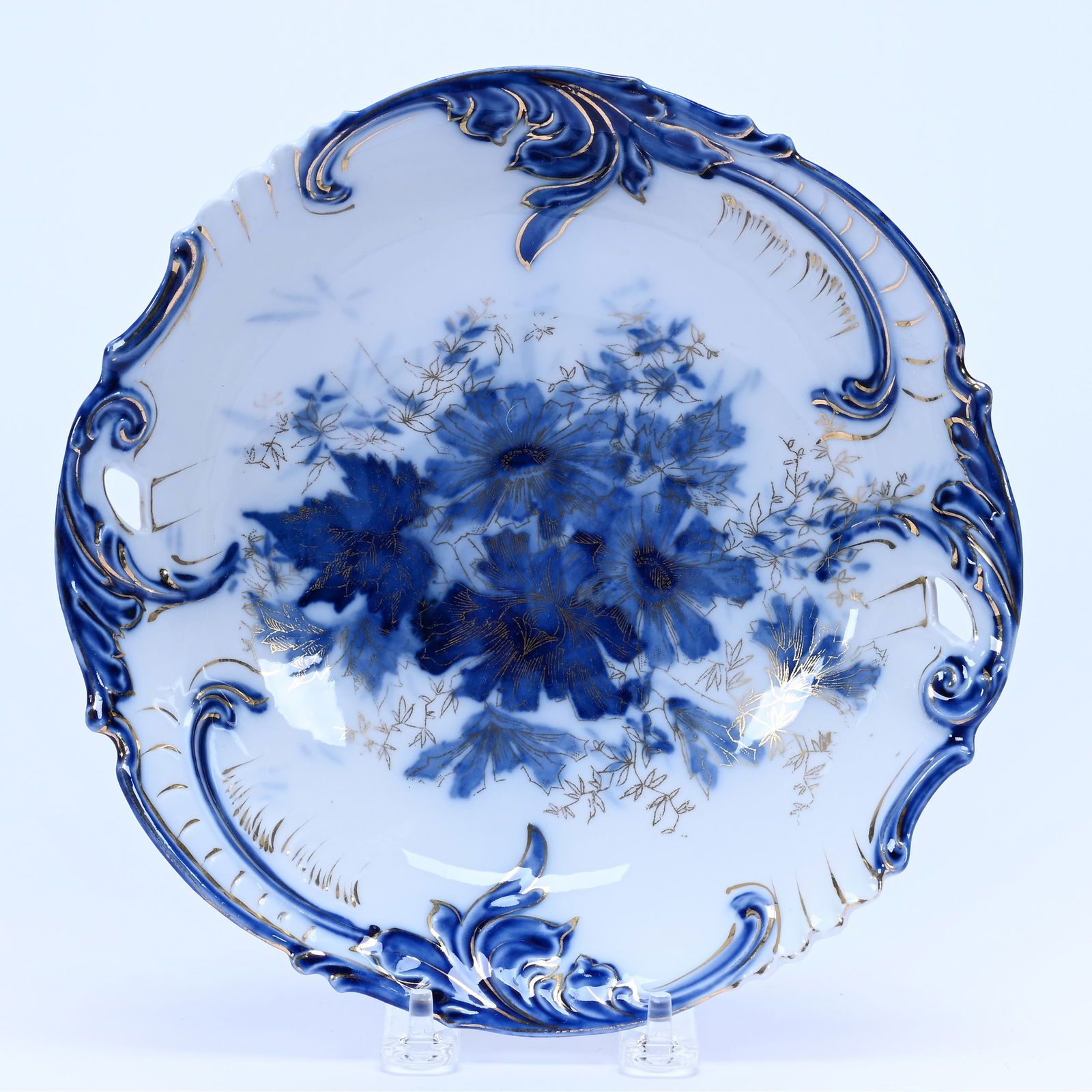 Bowl, R.S. Steeple Mark, Floral Decor, Gold Stencil Highlights (1 of 2)