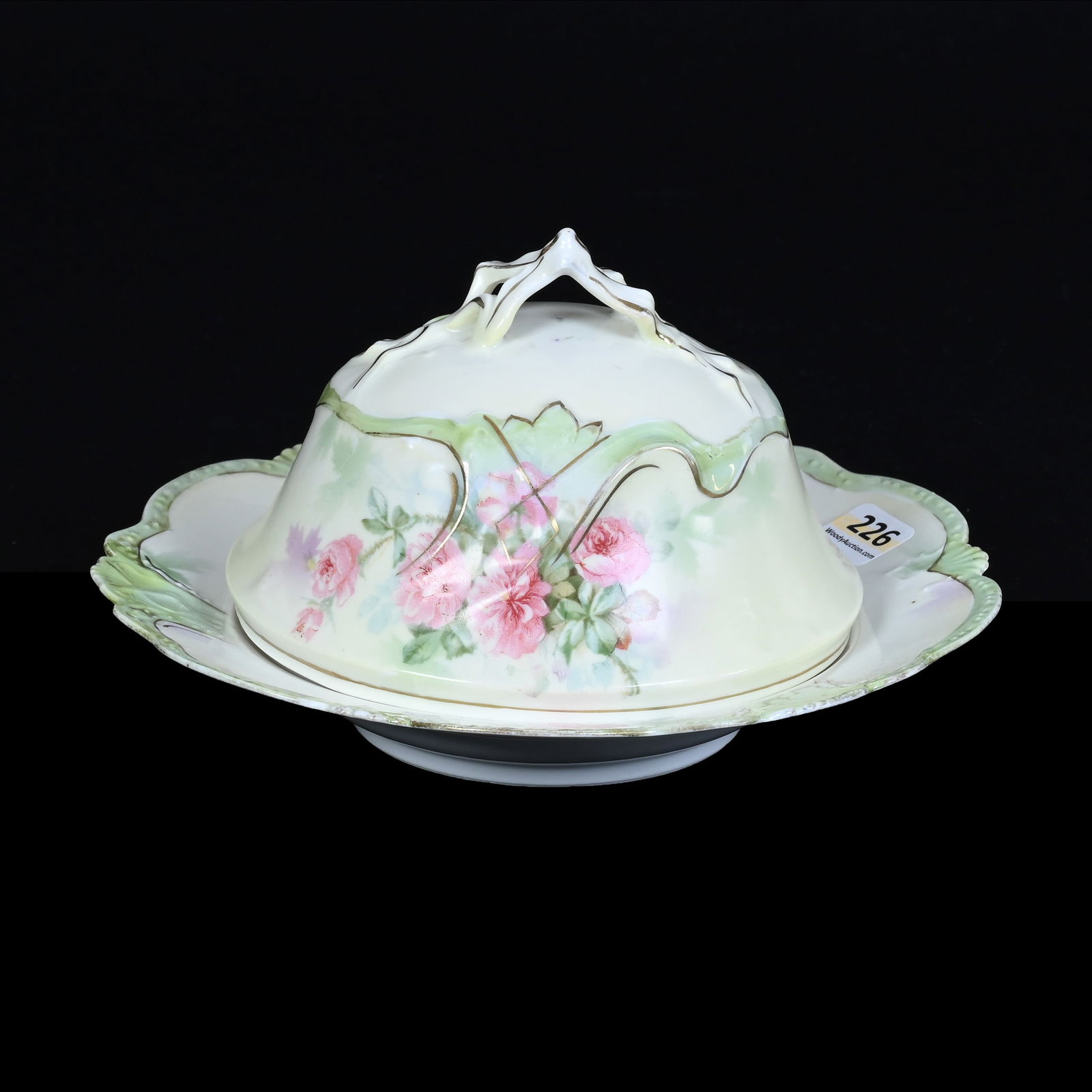 Butter Dish With Insert, Covered, Marked R.S. Prussia, Pink Floral Decor (1 of 4)
