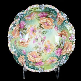 Bowl, R.S. Steeple Mark, Rosebud Mold, Colorful Rose Decor