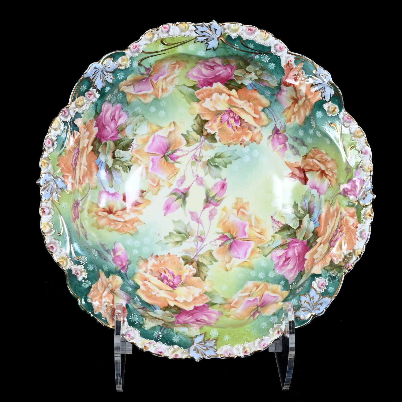 Bowl, R.S. Steeple Mark, Rosebud Mold, Colorful Rose Decor (1 of 2)