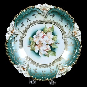 Plate, Marked R.S. Prussia, Magnolia Decor With Heavy Gold Stencil Highlights