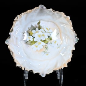 Bowl, Marked R.S. Germany, Cabbage Mold, White Floral Blossom Decor