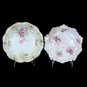 (2) Bowls, Marked R.S. Prussia, Satin Finish With Rose Decor