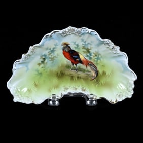 Bone Dish, Marked Royal Vienna, Pheasant Scenic Decor, Rare Form