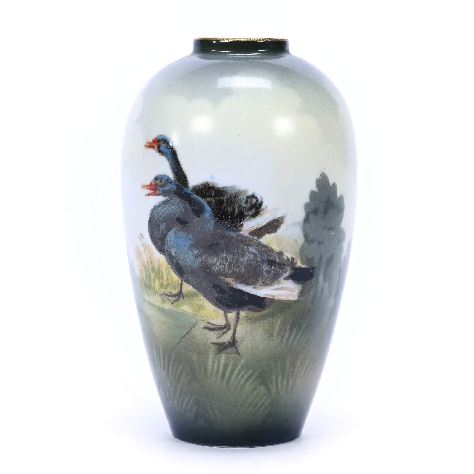 Vase, Marked R.S. Poland, Rare Black Swan Scenic Decor (1 of 3)