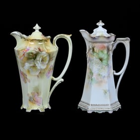 (2) Chocolate Pots, Marked R.S. Prussia