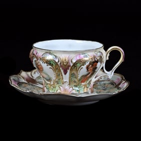Coffee Cup and Saucer, Unmarked R.S. Prussia, Portraits Of Two Women