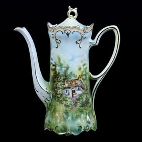 Coffee Pot Marked R.S. Prussia, Cottage Scenic Decor