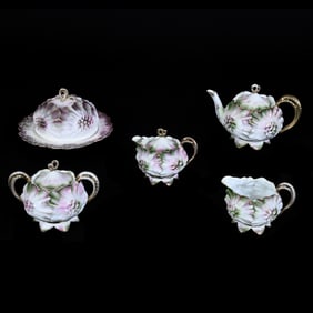 Table Set, Five Piece, Unmarked R.S. Prussia, Sunflower Mold