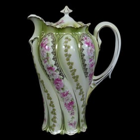 Chocolate Pot, Unmarked R.S. Prussia, Floral and  Ivy Decor