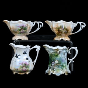 (4) Creamers, Assorted, R.S. Prussia