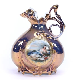 Ewer, Unmarked Royal Vienna, Floral Scenic Decor