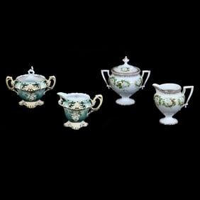 (2) Creamer and Sugar Sets Marked R.S. Prussia