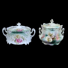 (2) Biscuit Jars, R.S. Prussia, Two Handles