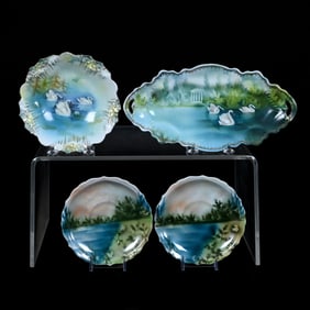 (4) Items With Swan Decor, R.S. Prussia