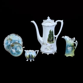 (4) Items With Swan Decor, R.S. Prussia
