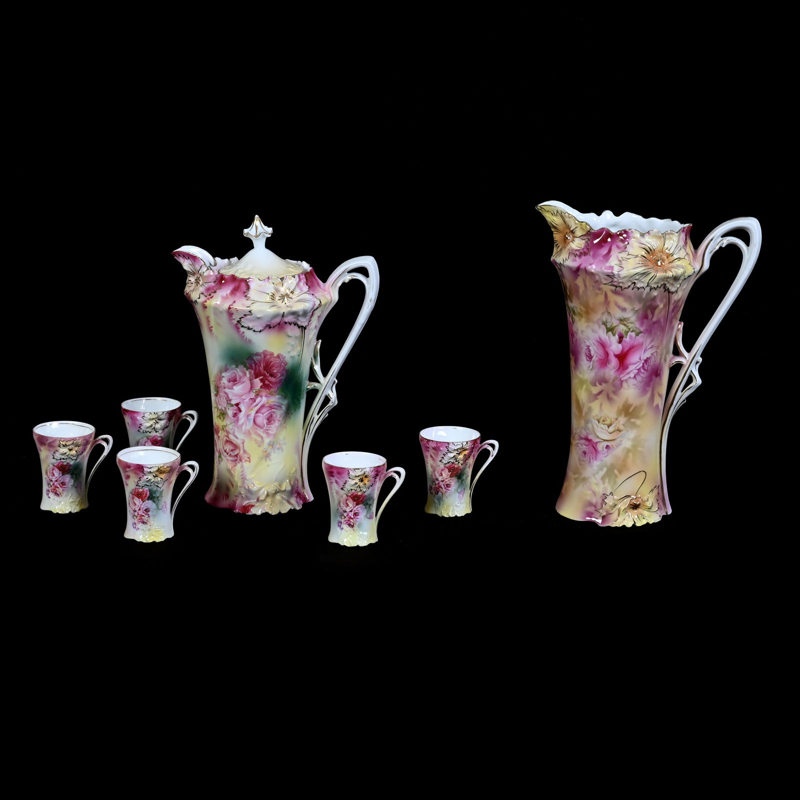 (2) Items Marked R.S. Prussia, Carnation Mold, Rose Decor, Pink and Yellow Tones (1 of 6)