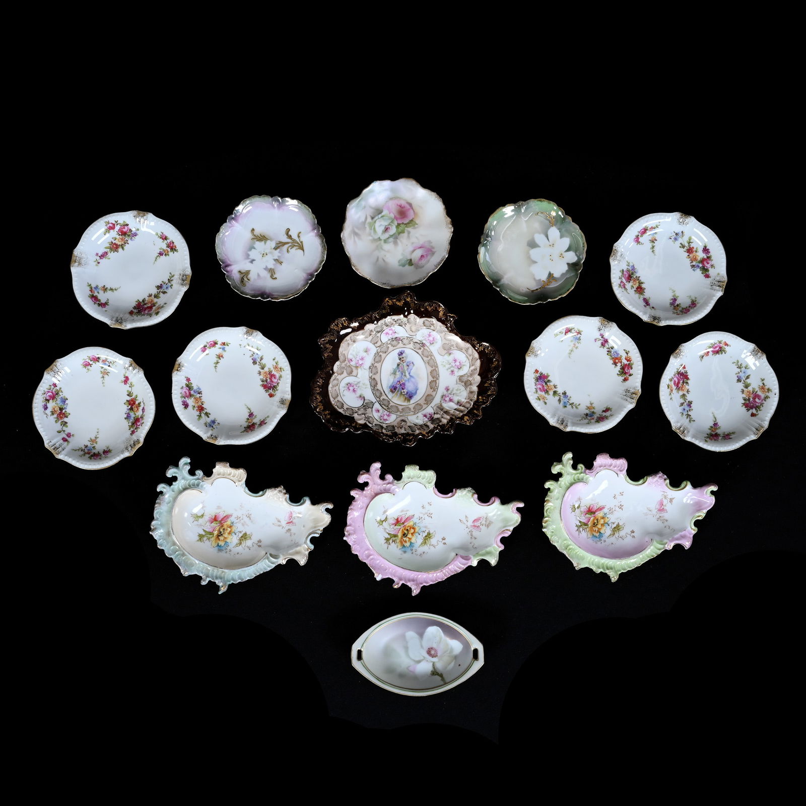 (4) Dishes and (10) Butter Pats, Various Styles and Decors (1 of 6)