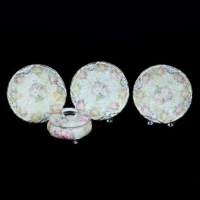 (4) Royal Bayreuth Rose Tapestry Items