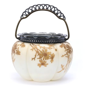 Biscuit Jar, Unmarked Smith Brothers Art Glass