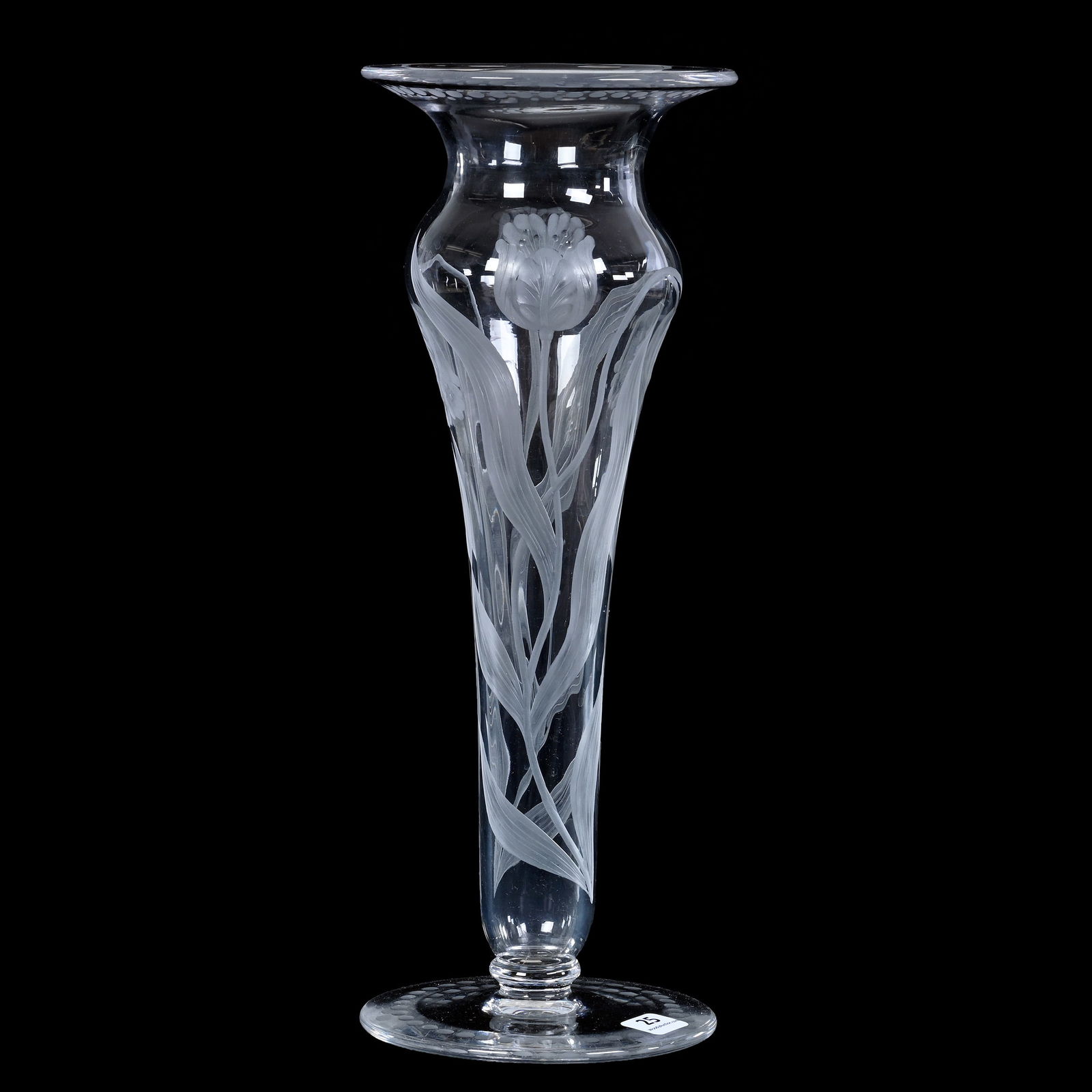 Trumpet Vase, ABCG, Signed Sinclaire, Engraved Tulip Decor (1 of 3)