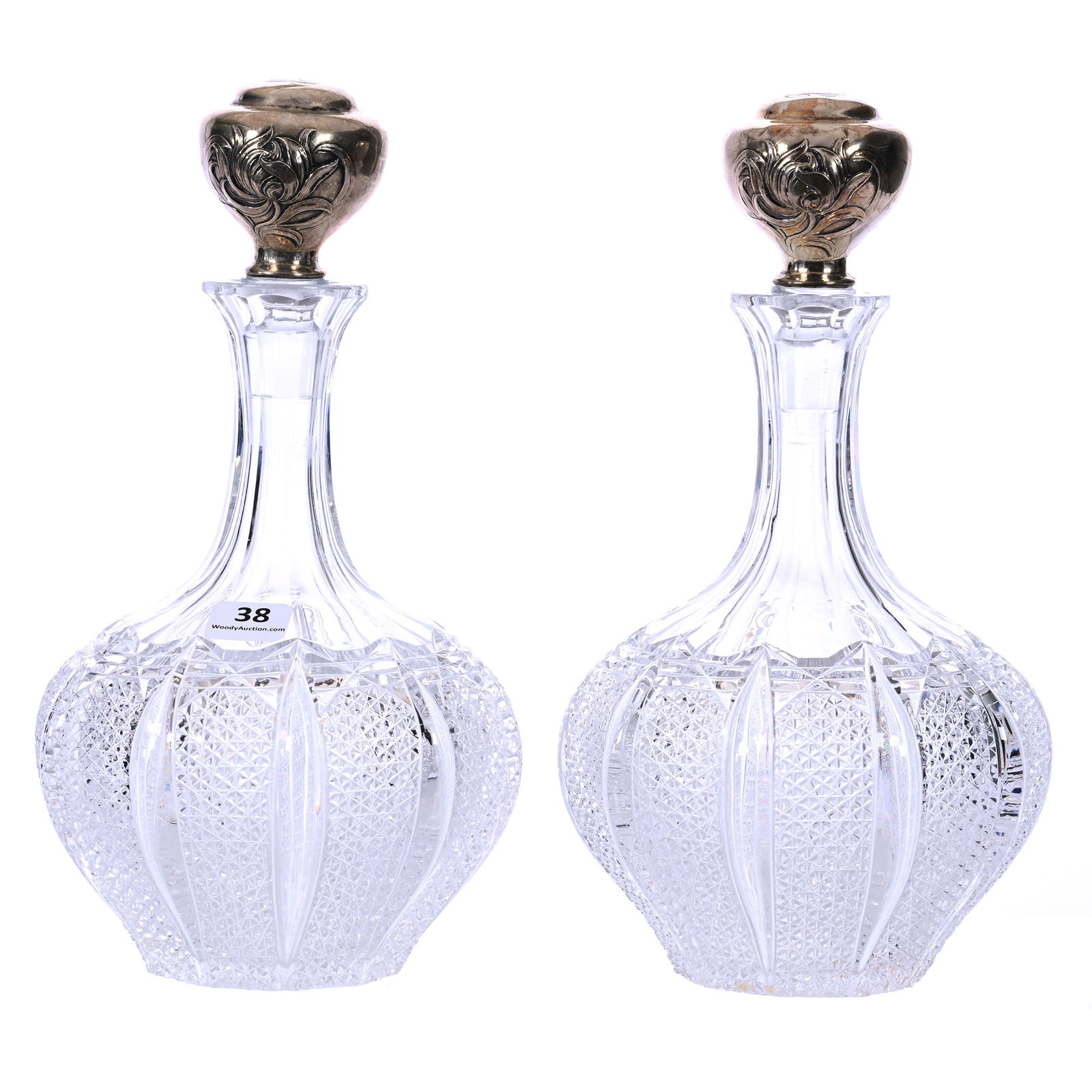 Pair Decanters, ABCG, Signed Hawkes Panel & Kohinoor Pattern (1 of 5)