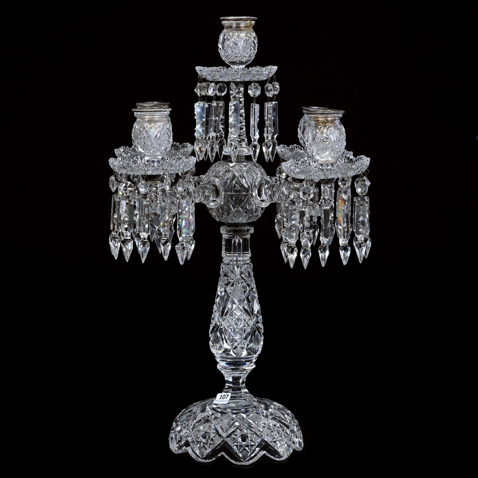 Five Arm Candelabra, Signed Hawkes, Brazilian Pattern (1 of 9)