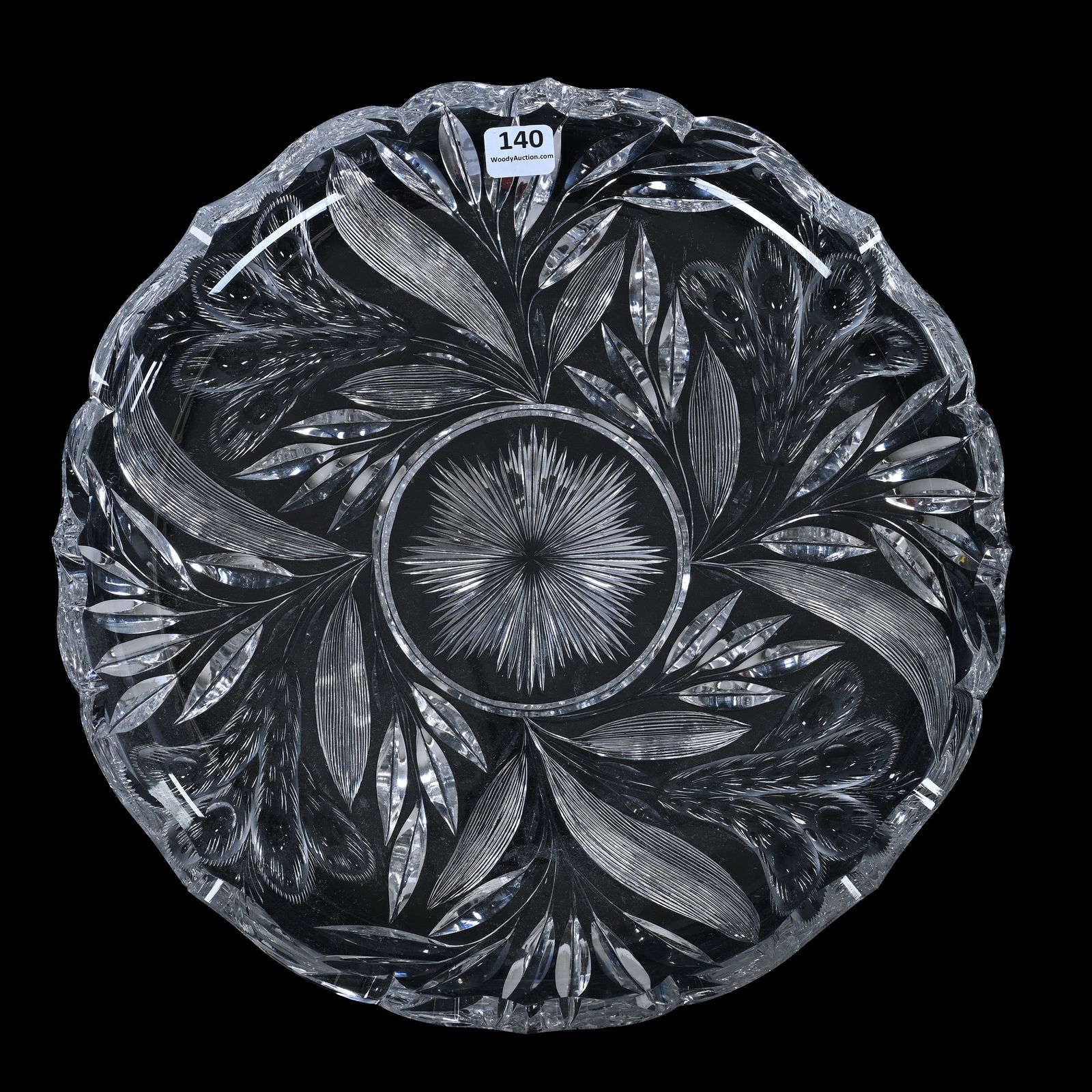Round Tray, ABCG, Silsbee Pattern By Pairpoint: Round Tray, American Brilliant Cut Glass, Silsbee Pattern By Pairpoint, 11.75", Patent 1910, California Private Collection.