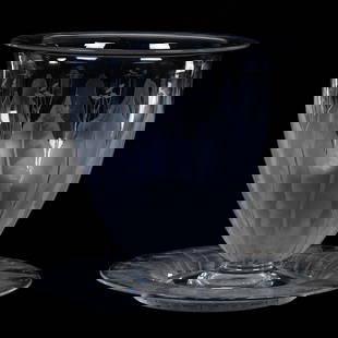 Pedestal Punch Bowl & Underplate, ABCG, Kalana Lily Pattern By Dorflinger: Pedestal Punch Bowl & Underplate, American Brilliant Cut Glass, Kalana Lily Pattern By Dorflinger, 10.25" x 11", Form Shown In Dorflinger By Feller, Page 352, California Private Collection.