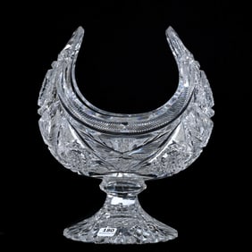 Pedestal Crescent Vase, ABCG, Signed Libbey Diana Pattern