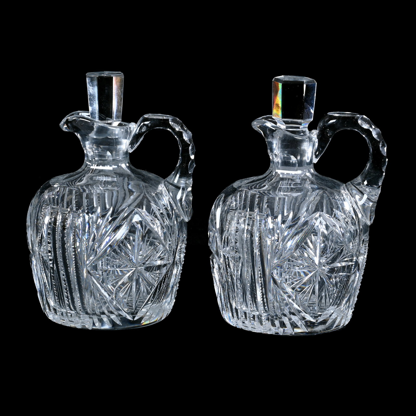 Pair Cruet Bottles, ABCG, Star, Diamond, Prism And Fan Motif (1 of 3)