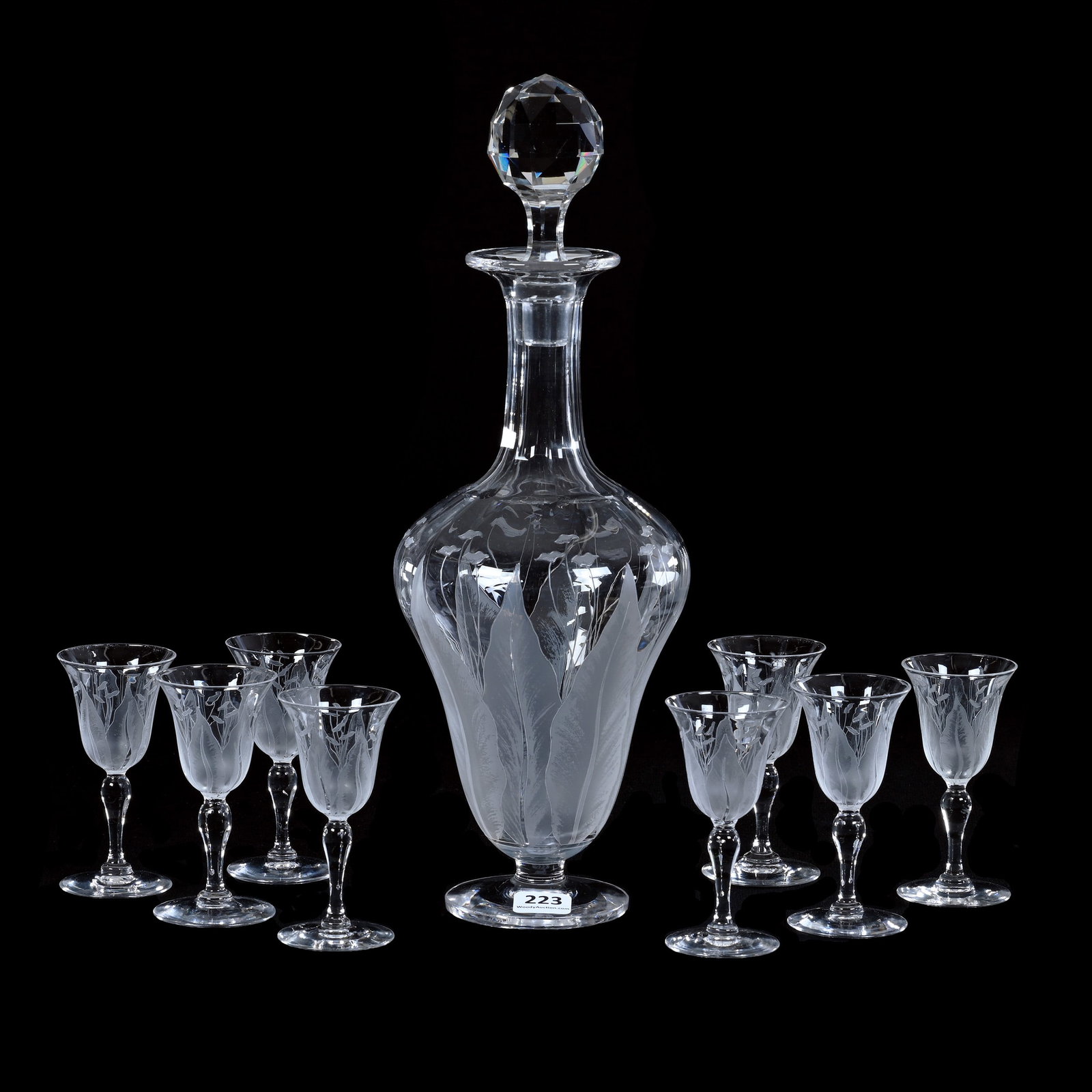 Cordial Decanter Set, ABCG, Kalana Lily Pattern By Dorflinger (1 of 3)