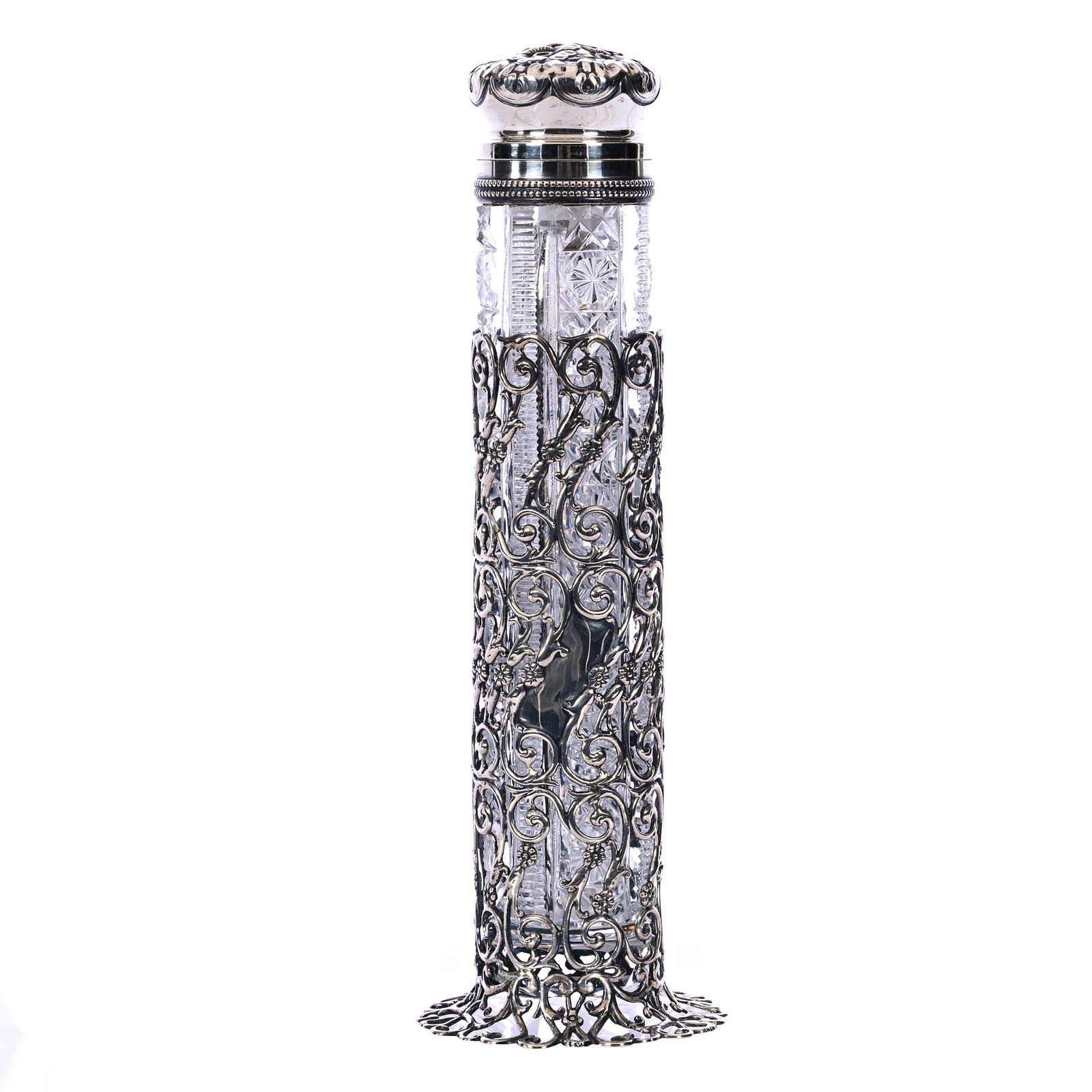 Perfume Bottle, ABCG, Alternating Panels Of Star Button & Zipper Motif (1 of 4)