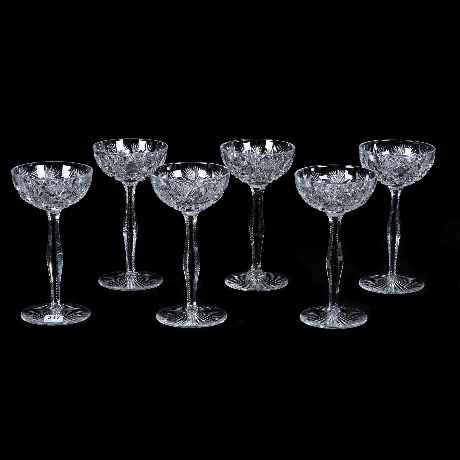 (6) Tall Champagne Stems, ABCG, Fredericka Pattern By W.C. Anderson (1 of 3)