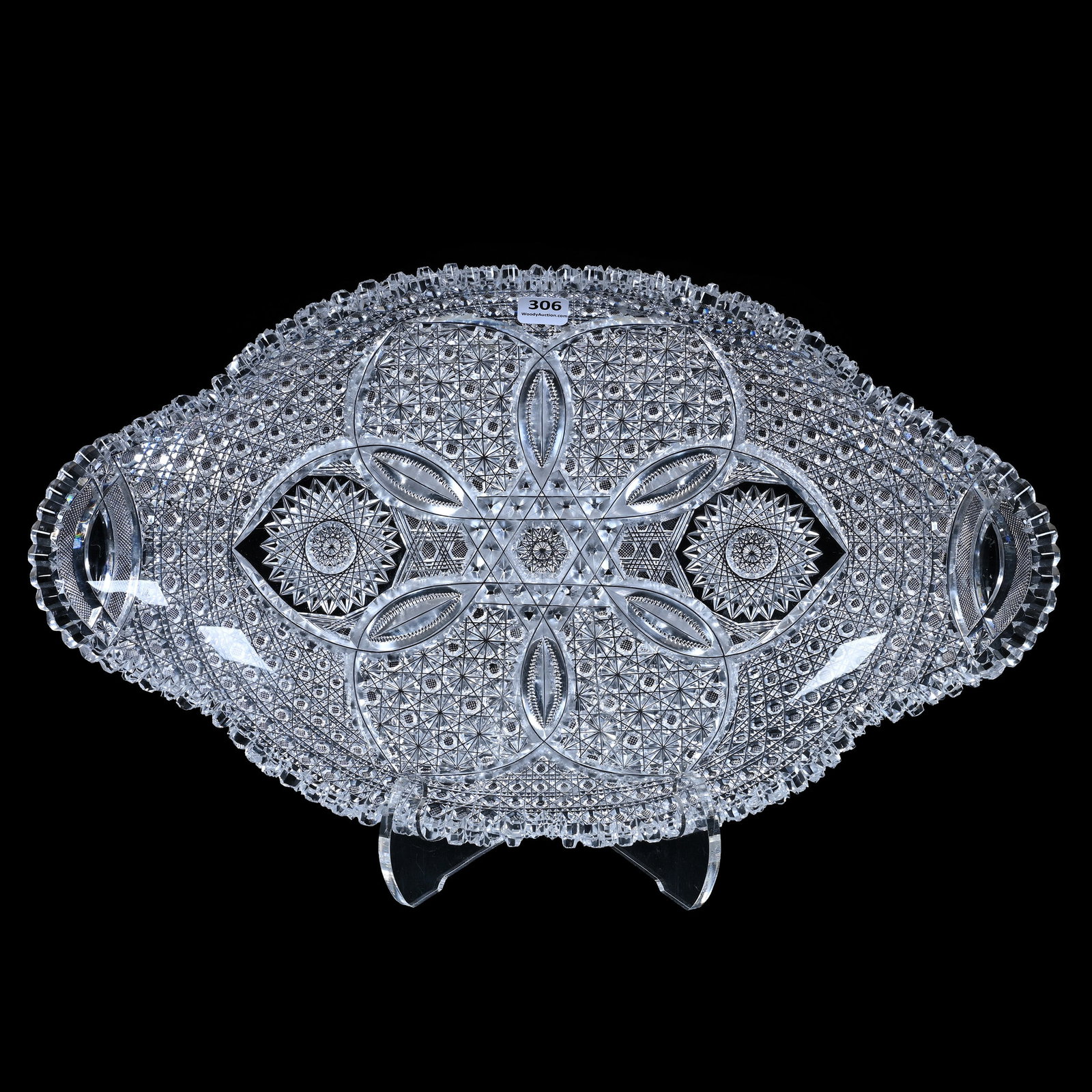 Ice Cream Tray, ABCG, Modified Propeller Pattern: Ice Cream Tray, American Brilliant Cut Glass, Modified Propeller Pattern, 17.5" x 10", Vesica And Tusk Highlights, Very Nice Quality, California Private Collection.