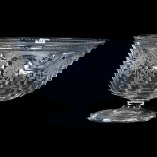 Pedestal Punch Bowl, ABCG, Adam II Pattern By Sinclaire: Pedestal Punch Bowl, American Brilliant Cut Glass, Adam II Pattern By Sinclaire, 7" x 11.5", Eleanor Eulau Collection.