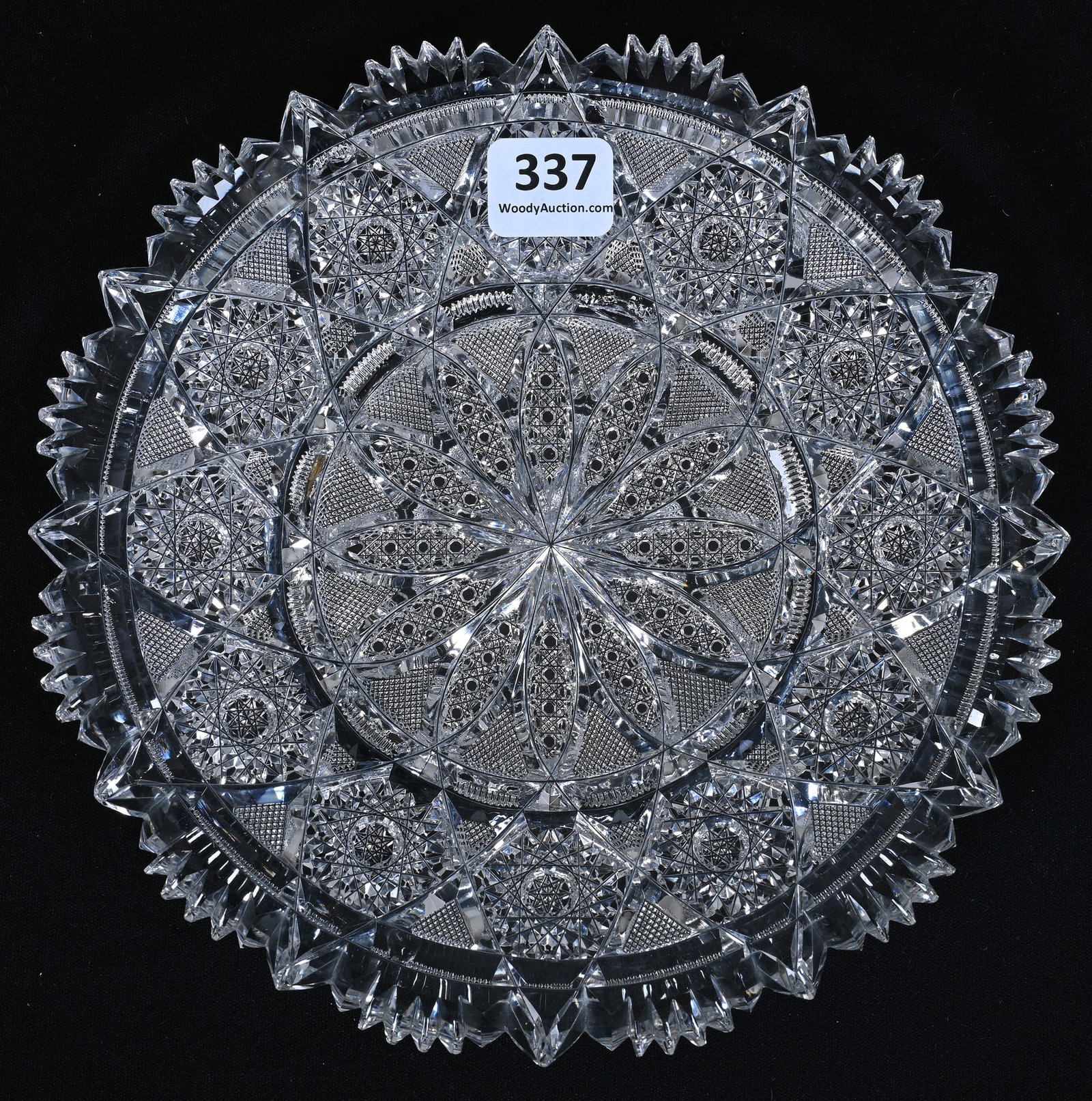 Plate, ABCG, Signed Tuthill Rex Pattern: Plate, American Brilliant Cut Glass, Signed Tuthill Rex Pattern, 7", Pattern Chip On Base, Side Tooth Chip, Eleanor Eulau Collection.
