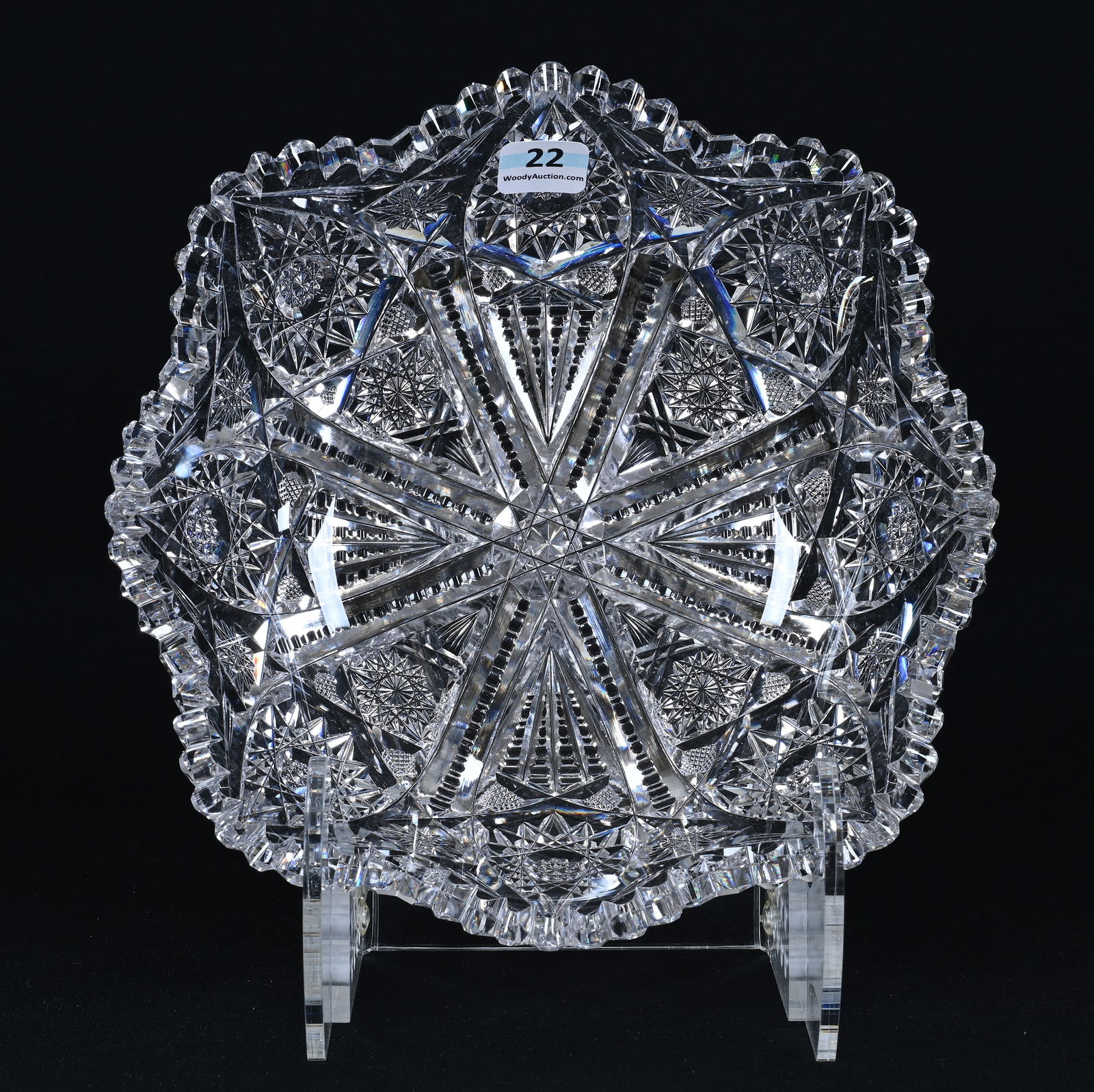 Bowl, American Brilliant Cut Glass, Estelle Pattern By Pairpoint: Bowl, American Brilliant Cut Glass, Estelle Pattern By Pairpoint, 2.5" x 8.5", Eleanor Eulau Collection.