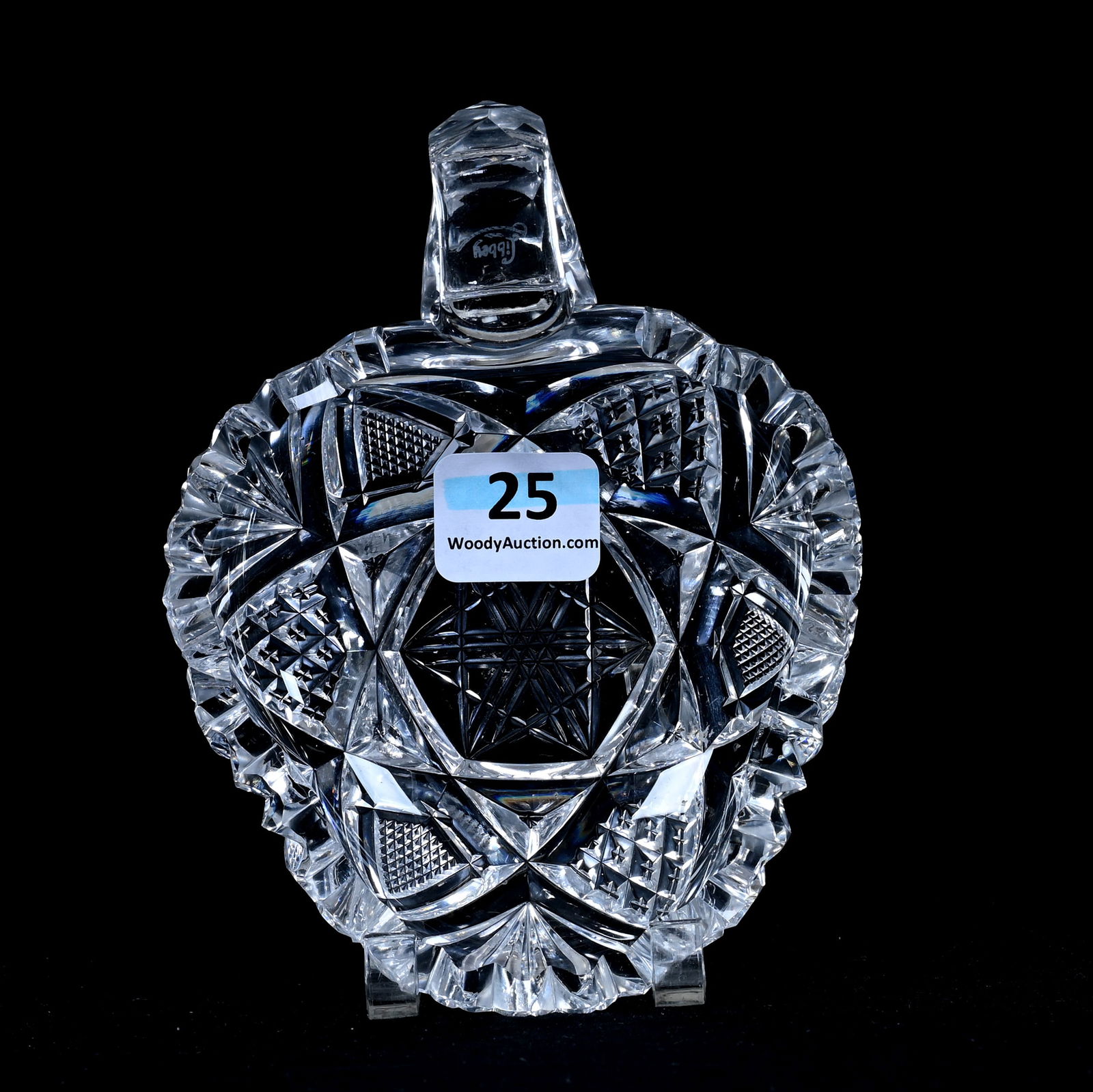 Miniature Handled Nappy, Tri-Corner, American Brilliant Cut Glass, Signed Libbey Harvard Pattern (1 of 2)