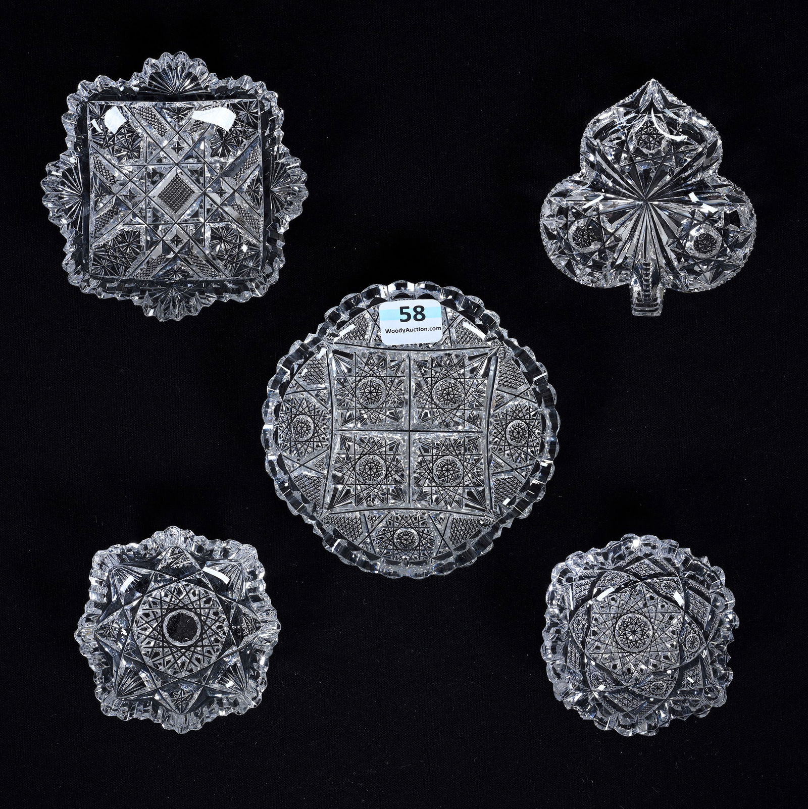 (5) Assorted Butter Pats, American Brilliant Cut Glass, Various Patterns, Sizes, And Shapes, One (1 of 4)