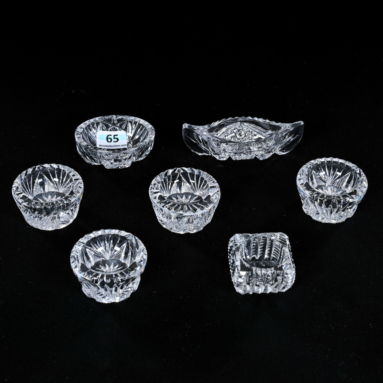(7) Salt Dips, American Brilliant Cut Glass, Various Sizes And Shapes (1 of 2)