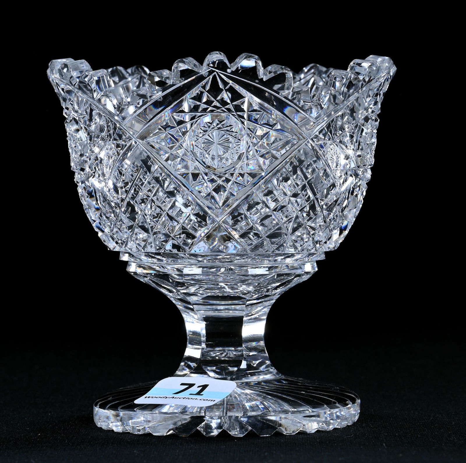 Footed Sugar, American Brilliant Cut Glass, Devonshire Pattern By Hawkes (1 of 3)