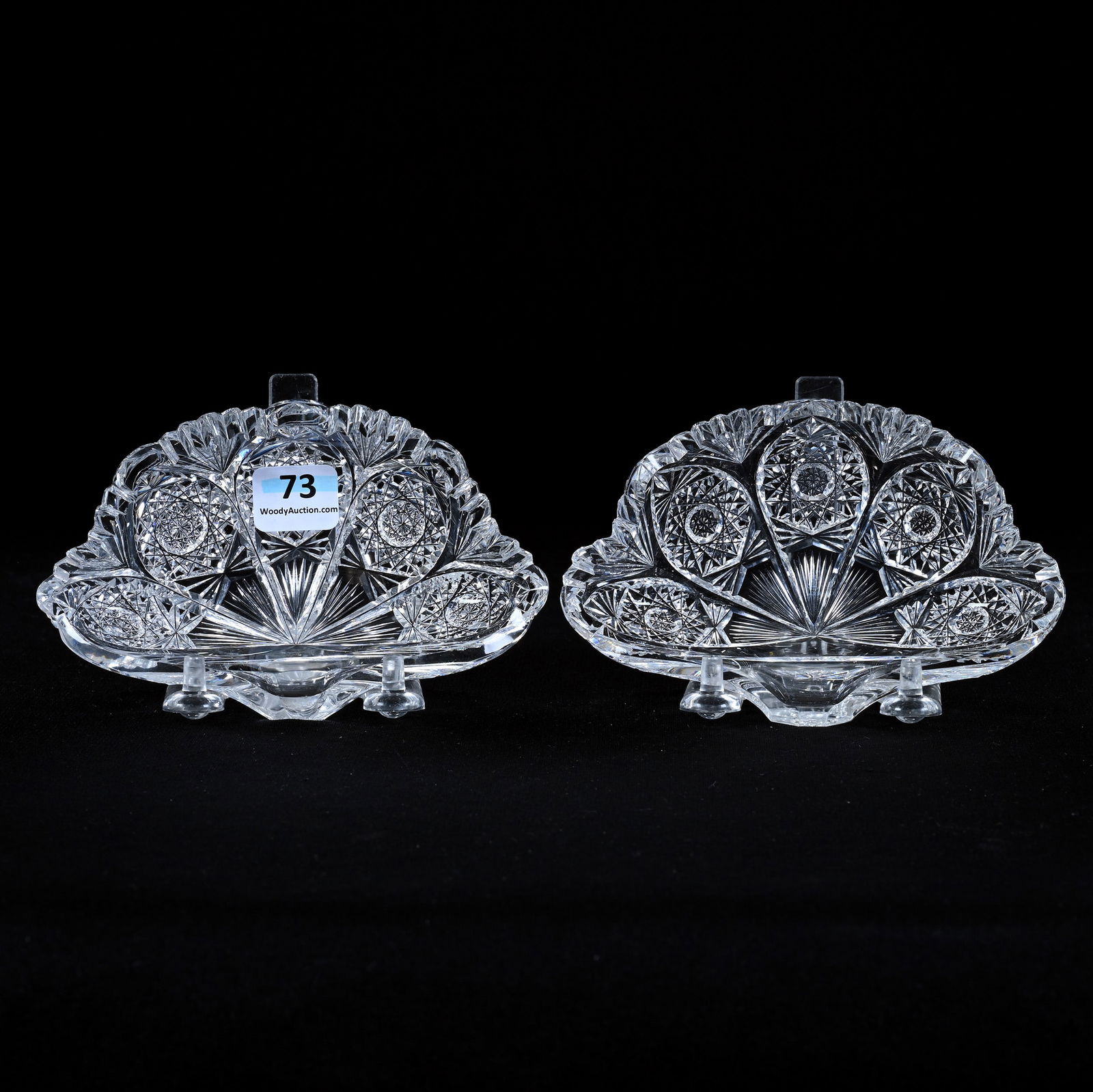 Pair Of Shell/Fan Shaped Bonbons, American Brilliant Cut Glass, Signed Hawkes (1 of 3)