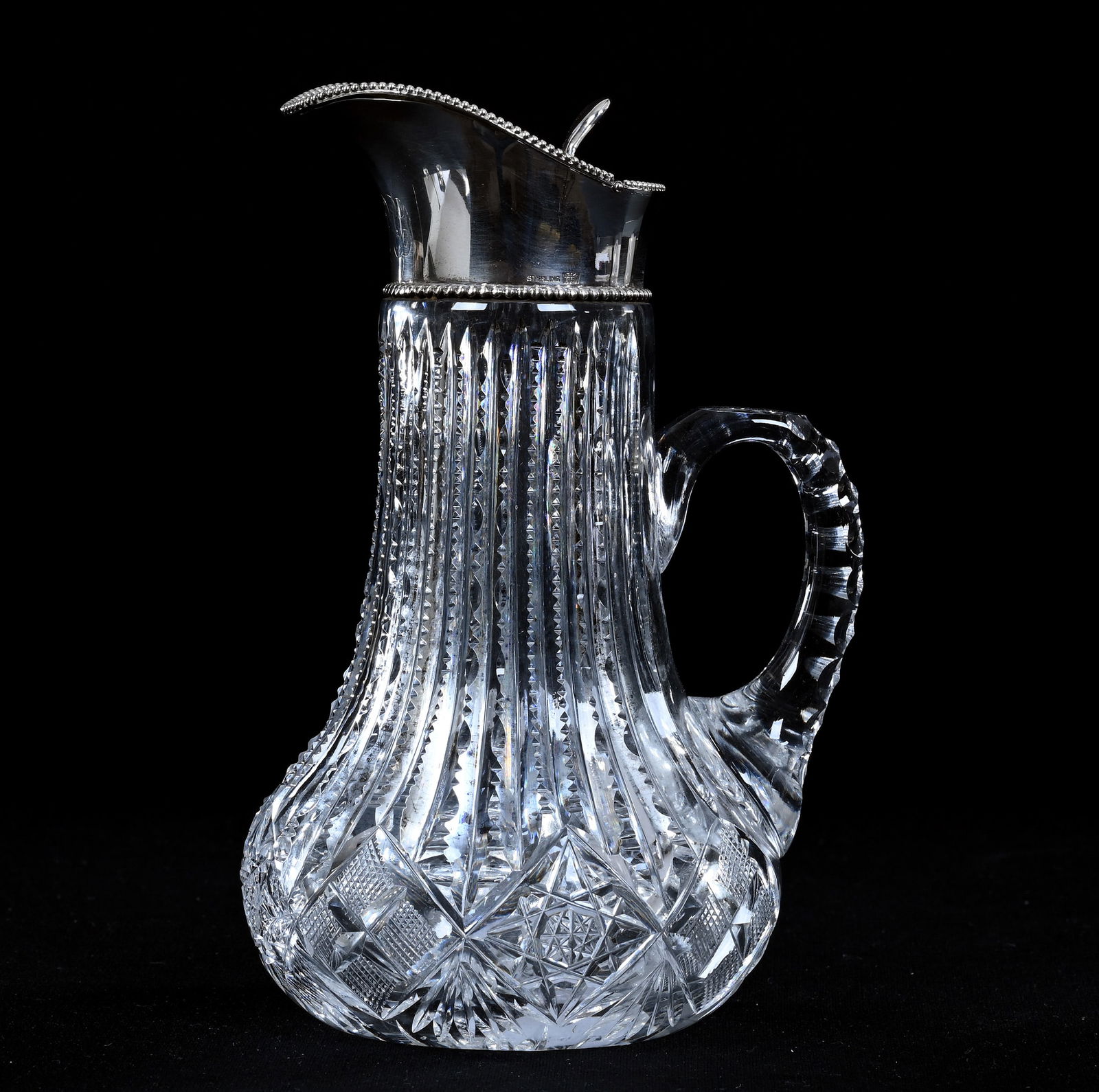 Syrup Pitcher, American Brilliant Cut Glass, Prism With Hobstar, Strawberry Diamond And Fan (1 of 6)